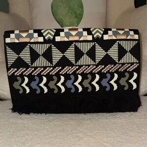 Stella & Dot Black Multicolor Clutch